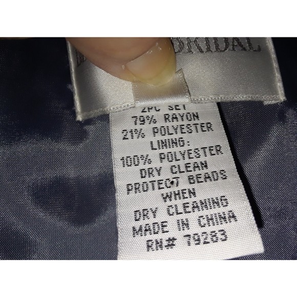 Davids Bridal-Formal Dress-Size 12-Two Piece Dress/Open Blazer-Shiny Grey-Beaded - Picture 9 of 10